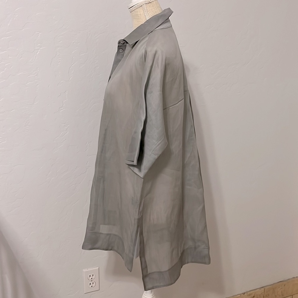 LAFAYETTE 148 New York Andra Semi Sheer Oversized Button Down Shirt- Size S - Picture 4 of 14